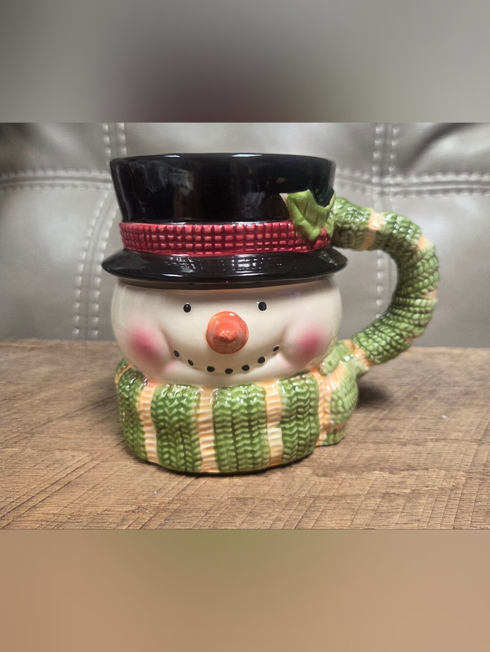 Retired 'Tis The Season CIC 20 oz Ceramic 3D Snowman Christmas Coffee Mug Bin 1H